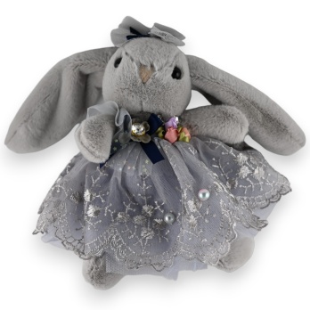 Porte-clés lapin gris shabby