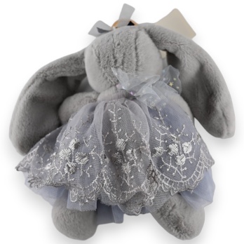 Porte-clés lapin gris shabby